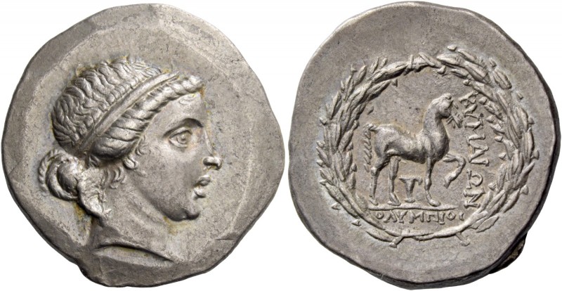 Aeolis, Cyme. Tetradrachm, magistrate Olympios, circa 160-150, AR 16.61 g. Diade...