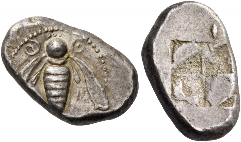 Ionia, Ephesus. Drachm V century, AR 3.37 g. Bee seen from above. Rev. Quadripar...