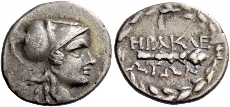 Heraclea ad Latmun. Hemidrachm after 165, AR 2.48 g. Head of Athena r., wearing ...