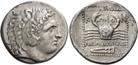 Islands off Caria, Cos. Tetradrachm circa 285-260, AR 14.96 g. Head of young Heracles r., wearing lion skin. Rev. Crab; below, bow in case. All within...
