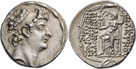 Seleucus VI Epiphanes Nicator, 96 – 94. Tetradrachm Antioch on the Orontes circa 96-94, AR 16.01 g. Diademed head r. Rev. Zeus seated l. on throne, ho...