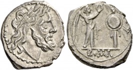 Victoriatus after 218, AR 3.24 g. Laureate head of Jupiter r. Rev. Victory r., crowning trophy; in exergue, ROMA. Sydenham 83. RBW –. Crawford 44/1.
R...