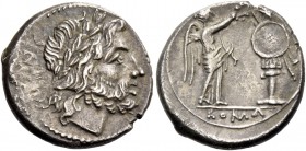Victoriatus, Sicily (?) circa 211-208, AR 3.11 g. Laureate head of Jupiter r. Rev. Victory r., crowning trophy; in exergue, ROMA. Sydenham 83 RBW 297....