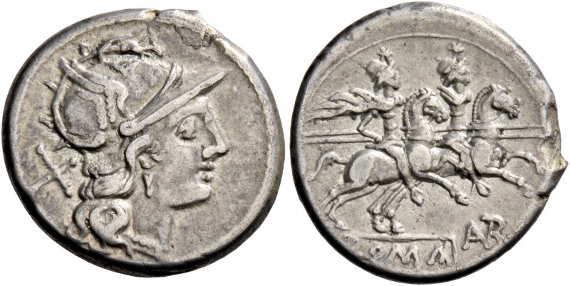 Autr. Denarius circa 189-180, AR 3.70 g. Helmeted head of Roma r.; behind, X. Re...