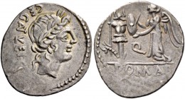 C. Egnatuleius C.f. Quinarius 97, AR 1.94. C·EGNATVLEI·[C·F·Q] Laureate head of Apollo r. Rev. Victory standing l. inscribing shield set on trophy; in...
