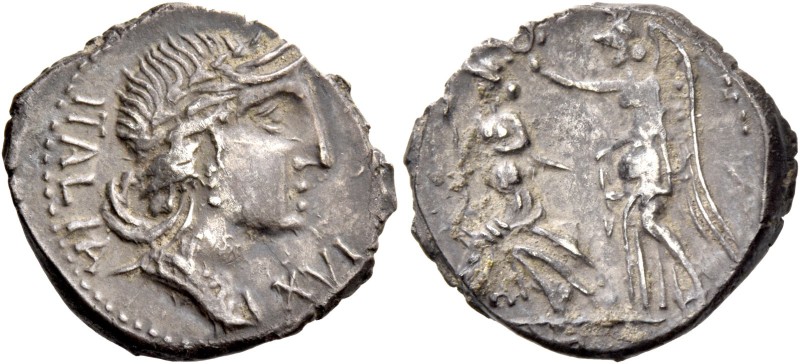 The Bellum Sociale. Denarius, Corfinium circa 89, AR 3.74 g. ITALIA Laureate hea...