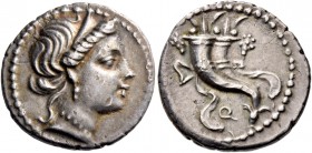 Q. Denarius, uncertain mint 81, AR 3.90 g. Diademed head of Venus r. Rev. Double cornucopiae tied with fillet; below, Q. Babelon Cornelia 33. Sydenham...