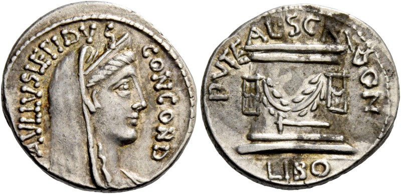 Paullus Aemilius Lepidus and L. Scribonius Libo. Denarius 62, AR 3.87 g. [P]AVLL...