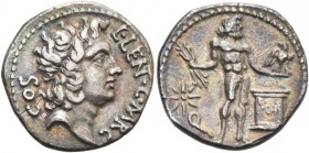 L. Cornelius Lentulus and C. Claudius Marcellus. Denarius, Apollonia and Asia 49, AR 3.93 g. L·LENT·C·MARC Head of Apollo r.; behind, COS. Rev. Jupite...