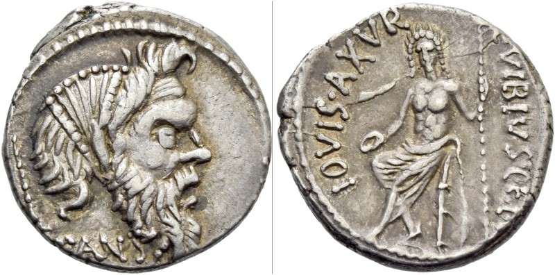 C. Vibius C.f. Cn. Pansa Caetronianus. Denarius 48, AR 3.83 g. Mask of bearded P...