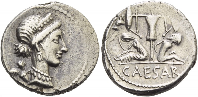 C. Iulius Caesar. Denarius, Spain 46-45, AR 3.91 g. Diademed head of Venus r.; b...