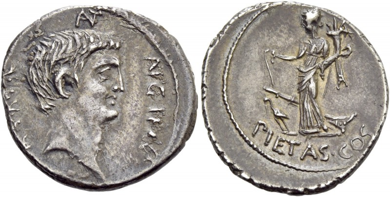 Marcus Antonius. Denarius, mint moving with M. Antonius 41, AR 4.02 g. ANT – AVG...