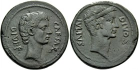 Octavianus. Bronze, Italy circa 38, Æ 17.90 g. CAESAR – DIVI·F Bare head of Octavian r. Rev. DIVOS – IVLIVS Laureate head of Julius Caesar r. Babelon ...