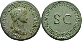 In the name of Agrippina Senior, mother of Gaius. Sestertius circa 50-54, Æ 30.31 g. Draped bust r.; hair falling in long plait at the back. Rev. Lege...
