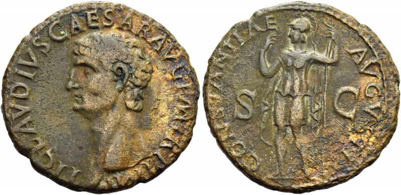 Claudius augustus, 41 – 54. As circa 41-50 (?), Æ 10.45 g. Bare head l. Rev. Cos...