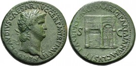 Nero augustus, 54 – 68. Sestertius circa 65, Æ 26.48 g. Laureate bust r., wearing aegis on l. shoulder. Rev. Temple of Janus. C 152. RIC 266.
Lovely g...