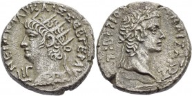 Nero augustus, 54 – 68. Tetradrachm circa 66-67 (year 13), billon 13.49 g. Radiate bust of Nero l., wearing aegis; in front, LIΓ. Rev. Laureate head o...