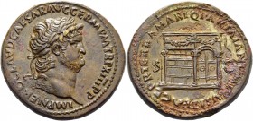 Nero augustus, 54 – 68. Sestertius circa 67, Æ 26.24 g. Laureate head r. Rev. Temple of Janus; door to r. C -, cf. 139 (door to l.). RIC 353.
A lovely...