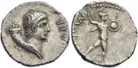 The Civil Wars, 68 – 69. Plated denarius, Spain 68-69, AR 2.79 g. Bare head of Genius r., holding cornucopiae on shoulder. Rev. Helmeted Mars advancin...