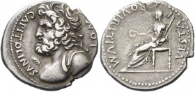The Civil Wars, 68 – 69. Denarius, Southern Gaul (?) 69, AR 3.60 g. Diademed and draped bust of Jupiter l., with small palm branch in front. Rev. Vest...
