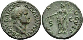 Galba, 68 – 69. As 68, Æ 10.41 g. Laureate head r. Rev. Pax standing l. holding olive branch in r. hand and caduceus in l. C 150. RIC 283.
Green patin...