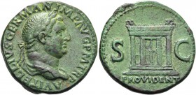 Vitellius, 69. As 69, Æ 11.72 g. Laureate and draped bust r. Rev. Altar. C 73 var. (GERMANICVS). RIC 150.
Green patina somewhat smoothed, otherwise ve...
