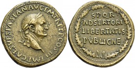 Vespasian, 69 – 79. Sestertius 71, Æ 26.89 g. Laureate head r. Rev. Legend within oak wreath. C 519. RIC 207.
Very rare. A bold portrait and an intere...