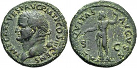 Vespasian, 69 – 79. As 71, Æ 9.14 g. Laureate head l. Rev. Aequitas draped standing l., holding scales and spear. C 9. RIC 588.
Green patina and very ...