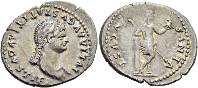 Julia, daughter of Titus. Denarius 80-81, AR 3.16 g. Diademed and draped bust r....