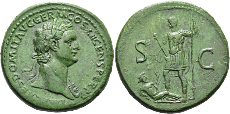 Domitian augustus, 81 – 96. Sestertius 86, Æ 29.71 g. Laureate bust r., wearing ...