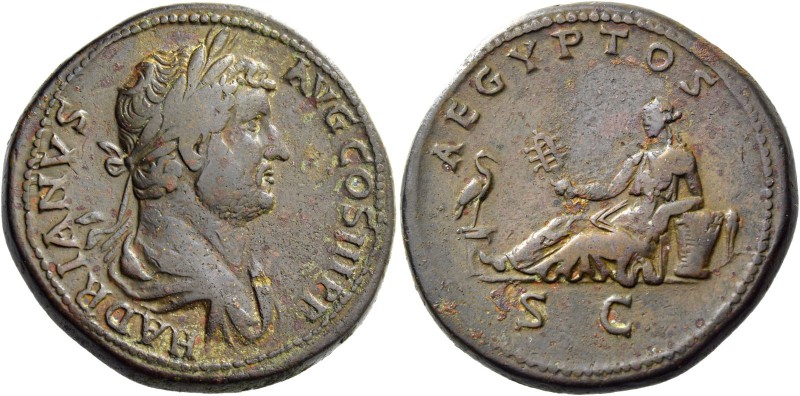 Hadrian augustus, 117 – 138. Sestertius 134-138, Æ 26.97 g. Laureate and draped ...