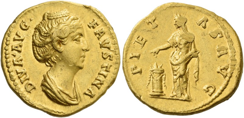 Faustina I, wife of Antoninus Pius. Diva Faustina. Aureus after 141, AV 7.36 g. ...