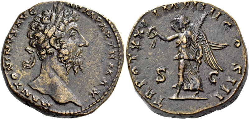 Marcus Aurelius augustus, 161 – 180. Sestertius 167-168, Æ 28.95 g. Laureate hea...