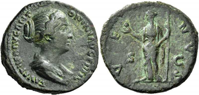 Faustina II, daughter of Antoninus Pius and wife of Marcus Aurelius. Dupondius o...