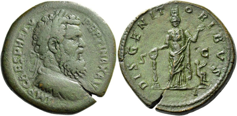 Pertinax, 193. Sestertius 193, Æ 26.51 g. Laureate, draped and cuirassed bust r....