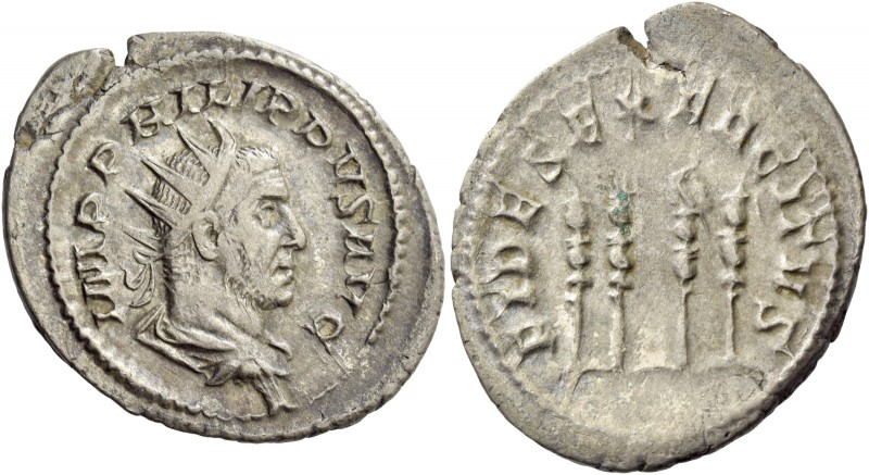 Philip I, 244 – 249. Antoninianus 247-249, AR 3.23 g. Radiate, draped and cuiras...