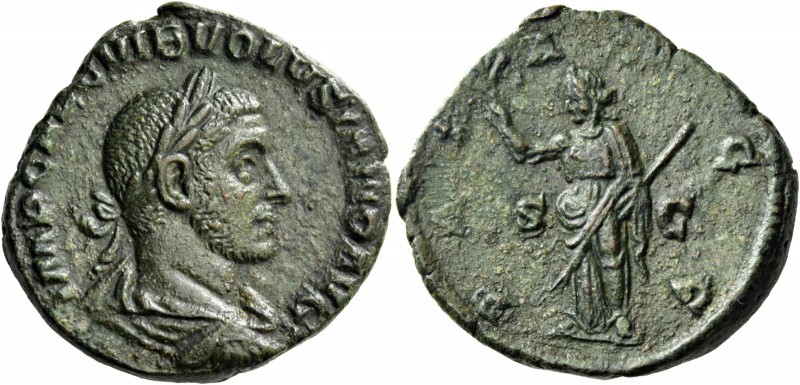 Volusian, 251 – 253. Sestertius 251-253, Æ 15.08 g. Laureate, draped and cuirass...