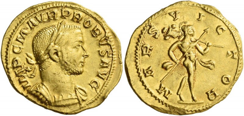 Probus, 276 – 282. Aureus, Lugdunum November-December 276, AV 4.77 g. Laureate a...