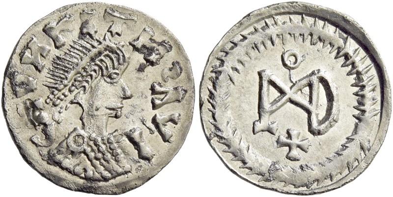 The Gepids. Pseudo-Imperial Coinage. In the name of Justin II, 565-578. Half sil...