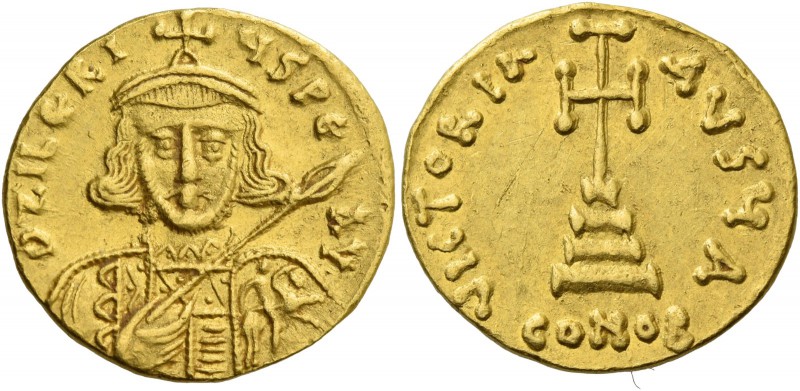 Tiberius III, Apsimar 698 – 705. Solidus 698-705, AV 4.28 g. Bearded and cuirass...