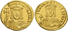 Nicephorus I, 1 November 802 – 26 July 811, with Stauracius from December 803. Solidus 803-811, AV 4.43 g. Facing bust of Nicephorus, wearing crown wi...