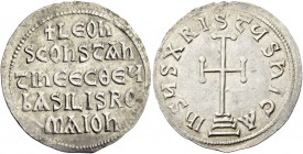 Leo V the Armenian, 11 July 813 – 25 December 820, with Constantine from December 813. Miliaresion 813-820, AR 2.13 g. Legend within single border of ...