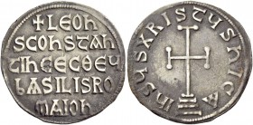 Leo V the Armenian, 11 July 813 – 25 December 820, with Constantine from December 813. Miliaresion 813-820, AR 2.17 g. Legend within single border of ...