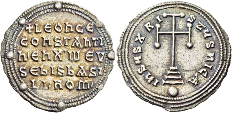 Leo VI the Wise, 29 August 886 – 11 May 912 with colleagues from 879. Miliaresio...