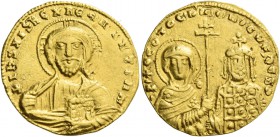 Nicephorus II Phocas, 15 August 963 – 10 December 969, with Basil II and Constantine VIII. Tetarteron 963-969, AV 4.08 g. Facing bust of Christ with n...