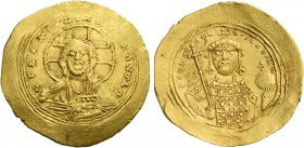 Constantine IX Monomachus, 11 June 1042 – 11 January 1055. Histamenon 1042-1055, AV 4.37 g. Facing bust of Christ, nimbate, raising r. hand in benedic...