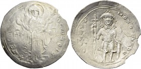 Constantine IX Monomachus, 11 June 1042 – 11 January 1055. Miliaresion 1042-1055, AR 2.05 g. The Virgin orans and nimbate, standing facing on footstoo...