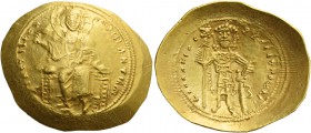 Isaac I Comnenus, 1 September 1057 – 22 November 1059. Histamenon 1057-1059, AV 4.45 g. Christ, nimbate, seated facing on backless throne, raising r. ...