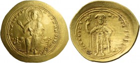 Isaac I Comnenus, 1 September 1057 – 22 November 1059. Histamenon 1057-1059, AV 4.44 g. Christ, nimbate, seated facing on backless throne, raising r. ...