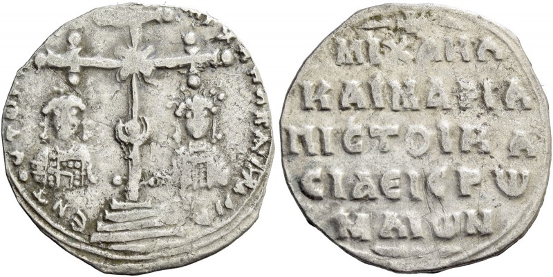 Michael VII Ducas, with Maria. 1071-1078. Miliaresion 1071-1078, AR 1.60 Cross c...
